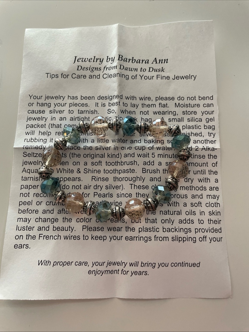 New Without Tag Homemade Jewelry By Barbara Ann White & Blue Gemstones Bracelet